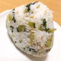 獅子桃's cooksnap of when they made 野沢菜とジャコのおにぎり.