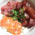 うーちゃん：）'s cooksnap of when they made ネギ塩サーモン丼.