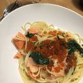 rogermimi's cooksnap of when they made ✿絶品サーモンとイクラのクリームパスタ✿.