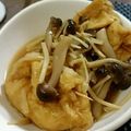4double5's cooksnap of when they made 切餅で～チーズ餅巾着きのこあんかけ.