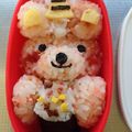 りのゆなママ's cooksnap of when they made キャラ弁赤鬼リラックマ福の神キイロイトリ.