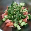 acquastone's cooksnap of when they made トマト青紫蘇きゅうりのごま油サラダ.