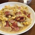 あおママ★'s cooksnap of when they made 白菜とウインナーの卵とじ.