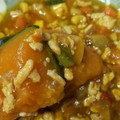 息子は怪獣♪'s cooksnap of when they made かぼちゃの豚ひき肉そぼろあん煮.