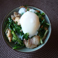 ブドウ畑's cooksnap of when they made とろとろ豚とシャキっと水菜のすき煮温玉丼.