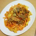 ピーナッツ子♪'s cooksnap of when they made 豚キム入りの焼きうどん.