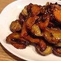 hafsia's cooksnap of when they made サツマイモとレンコン、ゴボウの甘辛炒め.