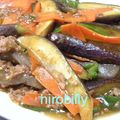 ヒロビリー's cooksnap of when they made なすとこんにゃくのひき肉炒め.