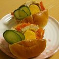 もんしゅしゅ's cooksnap of when they made かにかまと卵と三つ葉のロールパンサンド.