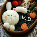 ＊taiyou＊'s cooksnap of when they made バレンタイン＊恋する白うさキャラ弁.