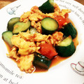 ⁂わか's cooksnap of when they made ご飯がススム！トマトときゅうりの卵炒め.