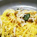 dansigohan's cooksnap of when they made しらすタップリ！ きのこのパスタ.