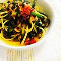 もりこ☆〜's cooksnap of when they made ツナと春菊とトマトソースのスパゲッティ☆.