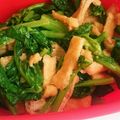 おおかなぼぅ's cooksnap of when they made 菜の花(青菜)と油揚げの辛子和え☆.