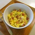 ☆Rokko☆'s cooksnap of when they made ウィニー入りスクランブルエッグのせご飯.