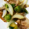 よっしー's cooksnap of when they made 豚肉と新たまねぎ・芽きゃべつの塩炒め。.