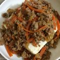 miyacchi22's cooksnap of when they made 油不使用！　人参とひき肉の味噌炒め.