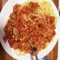 yuuu♥'s cooksnap of when they made 節約簡単ヘルシー♬モヤシ入りミートソース.