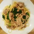 YUN_gac's cooksnap of when they made 豚肉とほうれん草のスパゲティー.