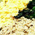 かめかめ母さん's cooksnap of when they made 鶏そぼろの三色丼.