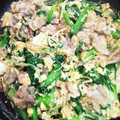0310maru's cooksnap of when they made 小松菜と豚肉の卵とじ炒め.