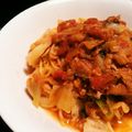 はーちゃん：3's cooksnap of when they made トマト缶＋さば缶＋キャベツの簡単パスタ.