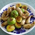 北海道伯爵's cooksnap of when they made 芽キャベツとウィンナーのマスタード炒め.