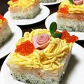 クックRARDAU☆'s cooksnap of when they made ✿三色押し寿司✿ひしもち型にもできるよ.