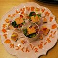 友里めろ's cooksnap of when they made お雛様のキャラ弁に 菱餅ピックサラダ.