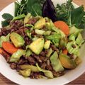caruga's cooksnap of when they made アボガドと合いびき肉のわさび醤油炒め♪.
