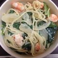 港UV's cooksnap of when they made エビとホウレン草のクリームパスタ.