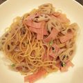 haribogb's cooksnap of when they made ベーコンとレンコンのスパゲティ.