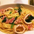 ビックりぼん's cooksnap of when they made ベーコンとほうれん草のオイルソースパスタ.