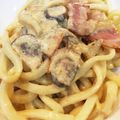 misakata's cooksnap of when they made カルボナーラ風焼きうどん.