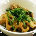 くまりょん's cooksnap of when they made 彼のお気に入り。蓮根と大葉の甘辛黒酢炒め.