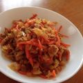 Shiona．'s cooksnap of when they made 油不使用！　人参とひき肉の味噌炒め.