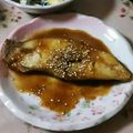 main73's cooksnap of when they made カラスガレイのWゴマ焼き.