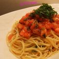 ＰＵＲＵ's cooksnap of when they made トマトと青じその冷製パスタ.