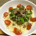 はるとニモdaddy's cooksnap of when they made ツルンと冷製納豆＆オクラパスタ.