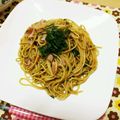 Machalin's cooksnap of when they made 水菜とベーコンのスパゲティ.