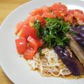 サオリ's cooksnap of when they made トマトとなすのピリ辛☆冷やしそうめん.