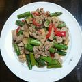 さきこけし's cooksnap of when they made 簡単♡豚バラ・アスパラ・舞茸ガリバタ炒め.