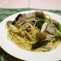 赤い電話's cooksnap of when they made ほうれん草と豚肉のパスタ.
