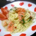 マカロンCHAN's cooksnap of when they made スモークサーモンとホタテの冷製パスタ.