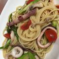 yxxxachan's cooksnap of when they made イカとアスパラのタラコパスタ.