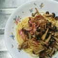 沙遊＠ゆー's cooksnap of when they made ＊ベーコンとぶなしめじの和風パスタ＊.