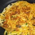 賄いのおばちゃん's cooksnap of when they made うどんで♡なんちゃって韓国風豚キムチヂミ.