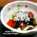 inyako's cooksnap of when they made もずくで彩りサラダ風.