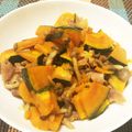 meg⑦'s cooksnap of when they made かぼちゃ＆きのこ＆豚バラ☆めんつゆ炒め.