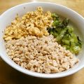 単！！'s cooksnap of when they made 麺つゆだけであっさり鶏そぼろの三色丼♪.